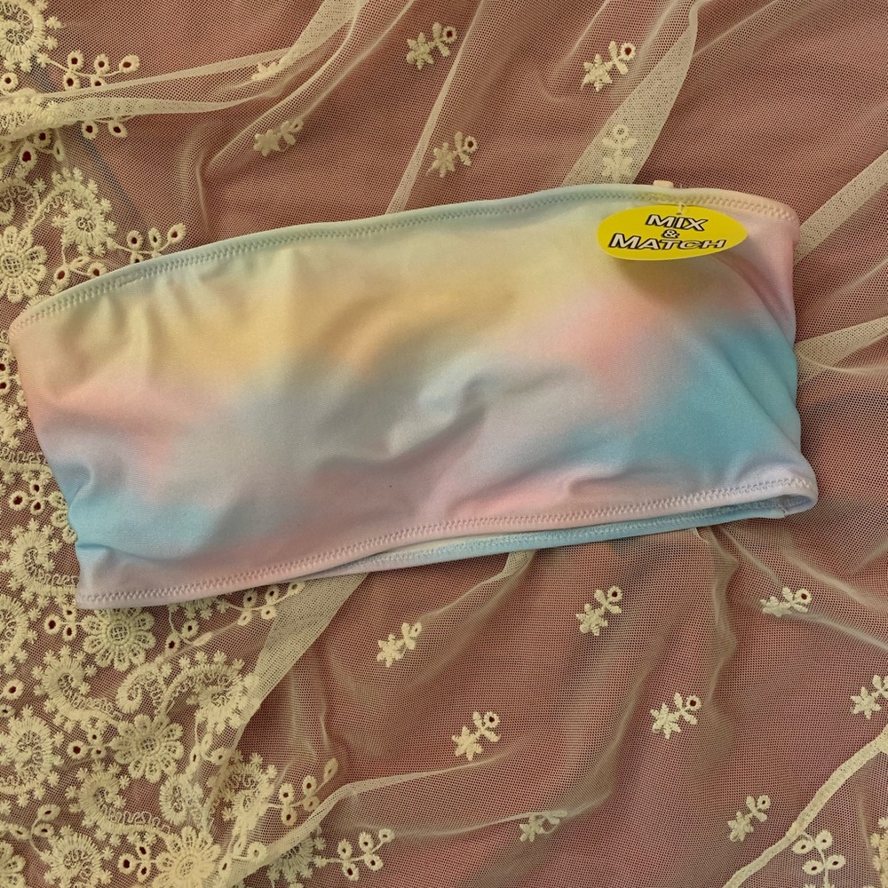Rainbow Bandeau Swim Top